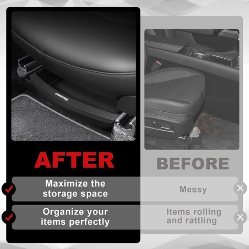 Under Seat Storage Box 2PCS Compatible with 2020-2025 Tesla Model Y Accessories Custom Fit Underseat Organizer Hidden Design Non-slip Underseat Rubbery Bins (NOT for Juniper) in Saudi Arabia