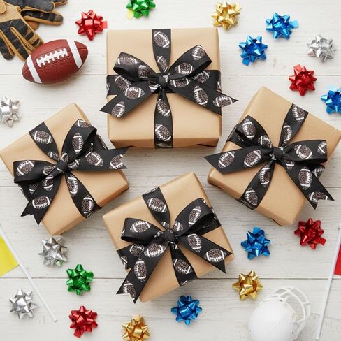 Giegxin 10 Yards 7/8 Inch Football Glitter Wired Edge Ribbon Sport Cheer DIY Crafts Fabric Ribbons Grosgrain Party Decorations for Crafts Team Hair Bow Lanyard Gift Wrapping(Blue) in Saudi Arabia