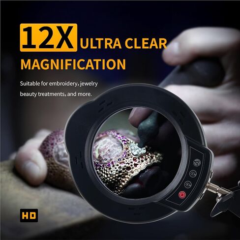 12X Magnifying Glass with Light and Clamp, 84 LEDs 5 Color Modes Stepless Dimmable LED Desk Lamp, Desk Magnifying Glass with Light for Crafts Reading Painting Sewing Repair Close Work in Saudi Arabia