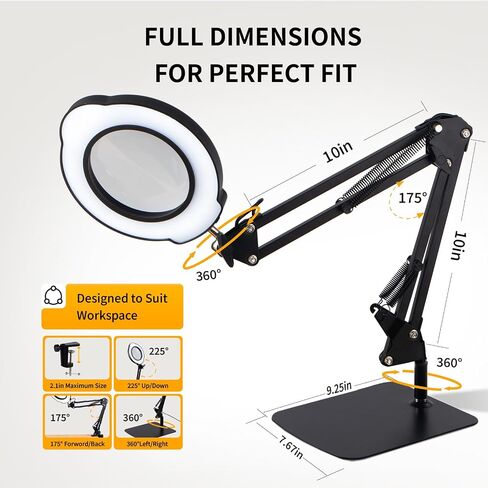 12X Magnifying Glass with Light and Clamp, 84 LEDs 5 Color Modes Stepless Dimmable LED Desk Lamp, Desk Magnifying Glass with Light for Crafts Reading Painting Sewing Repair Close Work in Saudi Arabia