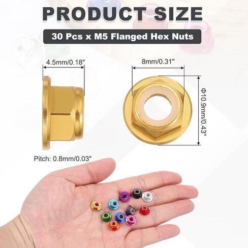 meccanixity 30 pcs m4 pitch 0.7mm aluminoum alpoy bludy nuts flanged hex nuts nylon قفل مسنن لـ RC Drone Quadcopter Motor Adapter FPV Parts Frarts ، in Saudi Arabia