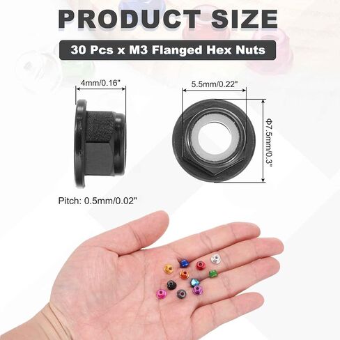 meccanixity 30 pcs m4 pitch 0.7mm aluminoum alpoy bludy nuts flanged hex nuts nylon قفل مسنن لـ RC Drone Quadcopter Motor Adapter FPV Parts Frarts ، in Kuwait