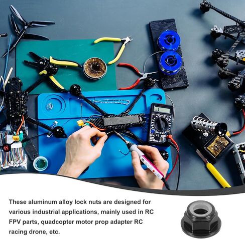 meccanixity 30 pcs m4 pitch 0.7mm aluminoum alpoy bludy nuts flanged hex nuts nylon قفل مسنن لـ RC Drone Quadcopter Motor Adapter FPV Parts Frarts ، in Kuwait