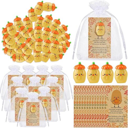 Huwena 60 Set Fall Party Favor Bulk Positive Artificial Fake Resin Acorn Potato Pumpkin with Card Thanksgiving Employee Housekeeping Appreciation Gift for Food Service Coworker Team (Acorn) in Saudi Arabia