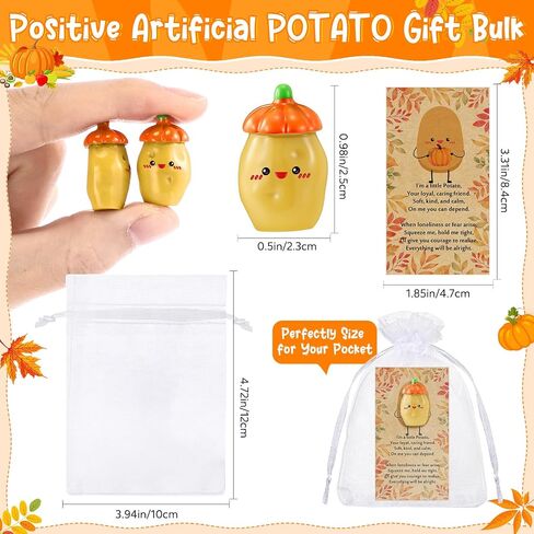 Huwena 60 Set Fall Party Favor Bulk Positive Artificial Fake Resin Acorn Potato Pumpkin with Card Thanksgiving Employee Housekeeping Appreciation Gift for Food Service Coworker Team (Acorn) in Saudi Arabia