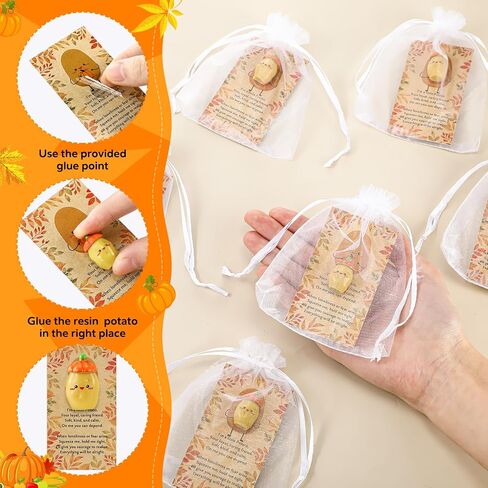 Huwena 60 Set Fall Party Favor Bulk Positive Artificial Fake Resin Acorn Potato Pumpkin with Card Thanksgiving Employee Housekeeping Appreciation Gift for Food Service Coworker Team (Acorn) in Saudi Arabia