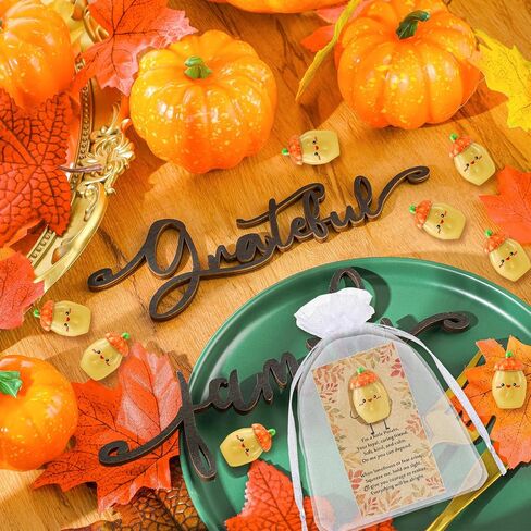 Huwena 60 Set Fall Party Favor Bulk Positive Artificial Fake Resin Acorn Potato Pumpkin with Card Thanksgiving Employee Housekeeping Appreciation Gift for Food Service Coworker Team (Acorn) in Saudi Arabia