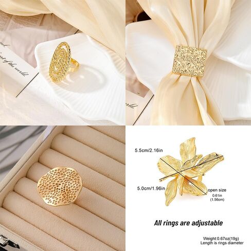 KISS WIFE 13 Pcs Golden Chunky Rings Set for Women, Big Flower Artificial Crystal Baroque Pearl Irregular Stackable Knuckle Rings Pack, Vintage Chunky Jewelry Gift in Saudi Arabia