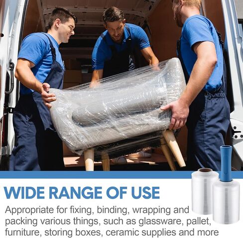 Jutom 8 Pcs Clear Stretch Wrap Roll Plastic Wrap for Moving with 2 Handles 5" x 1000 ft Cling Packaging Shrink Film Self Adhering Shipping Supply for Moving Bounding Storing Pallet Furniture (Orange) in Kuwait