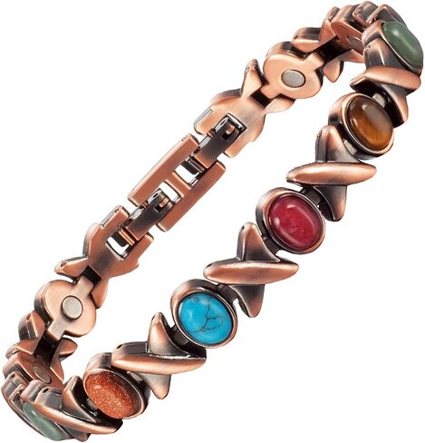 Copper Ankle Bracelet for Women, Pure Copper Coloured Turquoise Magnetic Anklet Jewelry, 3500 Gauss Magneti (0037A) in Saudi Arabia