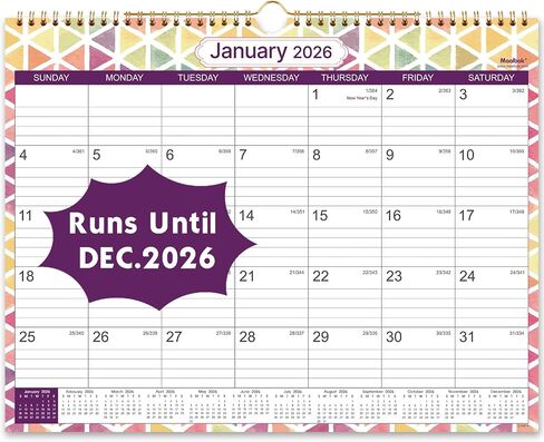 2026 تقويم الحائط - 18 شهرًا تقويم الحائط 2026 ، يوليو 2025 - ديسمبر 2026 ، 11.4 "× 14.6" ، ربط مزدوج ، خطاف معلق ، كتل كبيرة ، عطلات in Saudi Arabia