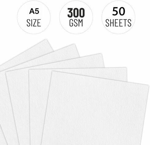 Creo Crafts Professional Watercolor Paper | A4 300 GSM Cold Pressed Paper |Acid-Free 50 Sheet | Ideal for Artist, Professional Drawing, Painting Dry & Wet, Fine Art, School, Students, Kids in Kuwait