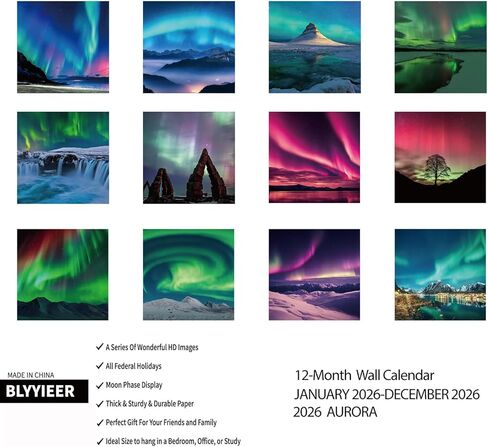 2026 تقويم الحائط ، تقويم الحائط شهري درب التبانة ، 12 "× 24" مفتوح ، منظم تقويم مخطط عائلي مع صور درب التبانة in Kuwait