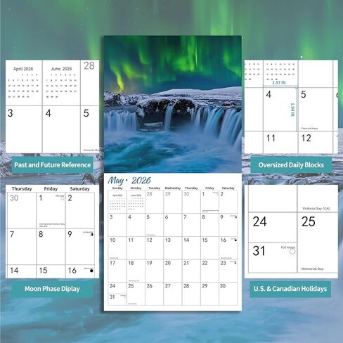 2026 تقويم الحائط ، تقويم الحائط شهري درب التبانة ، 12 "× 24" مفتوح ، منظم تقويم مخطط عائلي مع صور درب التبانة in Kuwait