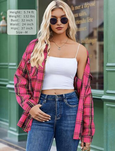 Zeagoo Womens Button Down Flannel Shirts Long Sleeve Plaid Blouses Lightweight Business Dressy Casual Top with Pockets in Saudi Arabia