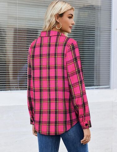 Zeagoo Womens Button Down Flannel Shirts Long Sleeve Plaid Blouses Lightweight Business Dressy Casual Top with Pockets in Saudi Arabia