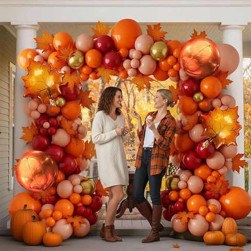 Fall Balloon Garland Arch Kit 143pcs Double Stuffed Terracotta Dark orange and Gold white sand Balloons for Fall in love Bridal Shower Rustic Boho Baby Shower bride to be decorations in Kuwait