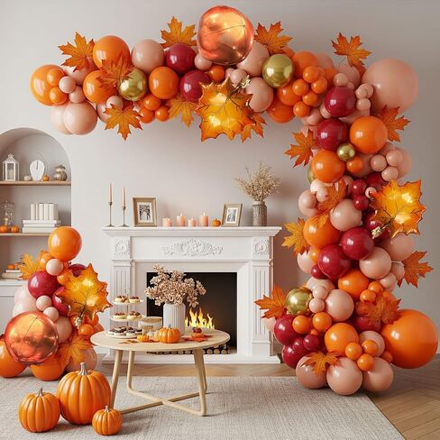 Fall Balloon Garland Arch Kit 143pcs Double Stuffed Terracotta Dark orange and Gold white sand Balloons for Fall in love Bridal Shower Rustic Boho Baby Shower bride to be decorations in Kuwait