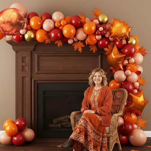 Fall Balloon Garland Arch Kit 143pcs Double Stuffed Terracotta Dark orange and Gold white sand Balloons for Fall in love Bridal Shower Rustic Boho Baby Shower bride to be decorations in Kuwait