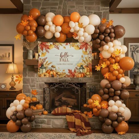 Fall Balloon Garland Arch Kit 143pcs Double Stuffed Terracotta Dark orange and Gold white sand Balloons for Fall in love Bridal Shower Rustic Boho Baby Shower bride to be decorations in Kuwait