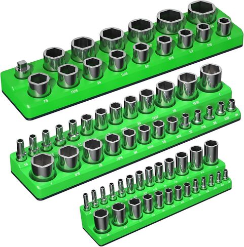 مجموعة حامل منظم المقبس المغناطيسي-منظمو الأدوات المكونة من 3 قطع بما في ذلك 1/4 "و 3/8" و 1/2 "Meter Metric 68 Socket Socket (Sockets غير متضمنة) in Kuwait