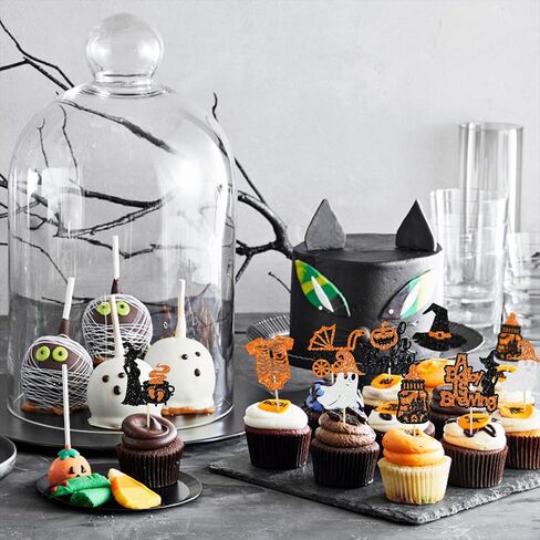1Pc Till Death Do Us Part Cake Topper Black Glitter Happy Halloween Cake Topper Decorations Halloween's Day Theme Birthday Party Cake Decorations Supplies in Saudi Arabia