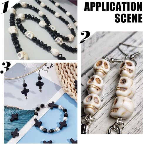 SUNNYCLUE 292Pcs Skull Bead Kit Gothic Cross Beads Halloween Skull Synthetic Turquoise Black Stone Natural Lava Rock Faceted Glass Spacers for Jewelry Making Bracelets Necklaces DIY Crafts Gifts in Saudi Arabia