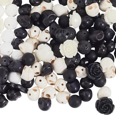 SUNNYCLUE 292Pcs Skull Bead Kit Gothic Cross Beads Halloween Skull Synthetic Turquoise Black Stone Natural Lava Rock Faceted Glass Spacers for Jewelry Making Bracelets Necklaces DIY Crafts Gifts in Saudi Arabia