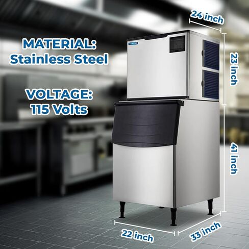 صانع الثلج التجاري 500 رطل يوميًا ، و 505 رطلاً سلة للتخزين-الفولاذ المقاوم للصدأ ، وآلة مكعبات الثلج الكاملة النزيهة الصناعية ، والتشغيل الهادئ ، ونظام تبريد الهواء ، والتنظيف الذاتي in Kuwait