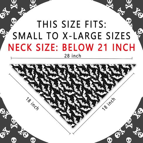 Halloween Dog Bandanas 2 Pack, Ghost Vampire Tooth Black and White Print, Reversible Triangle Pet Scarf, Premium Durable Fabric, Adjustable Fit in Saudi Arabia