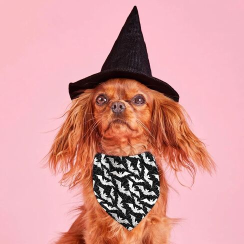 Halloween Dog Bandanas 2 Pack, Ghost Vampire Tooth Black and White Print, Reversible Triangle Pet Scarf, Premium Durable Fabric, Adjustable Fit in Saudi Arabia