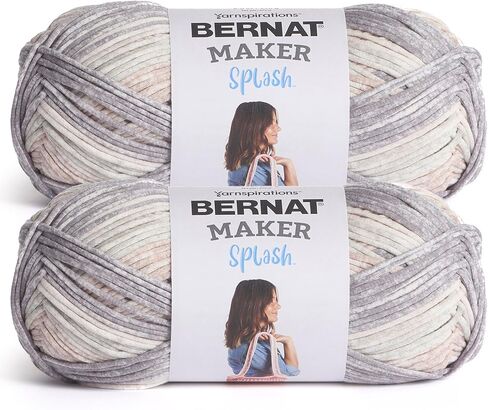 Bernat Maker Splash Yarn - 2 حزمة من 250 جم / 8.8 أوقية - 75 ٪ من القطن 25 ٪ من النايلون - #5 ضخمة - 279m / 305yard in Saudi Arabia