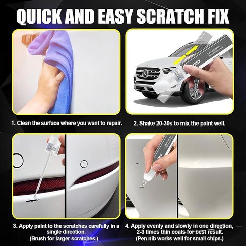Kikimo for Mercedes-Benz Touch Up Paint (Polar White (149/9149)) ، مجموعة إصلاح الطلاء للسيارات لـ Mercedes-Benz ، 2 في 1 إصلاح الخدوش مع طرف القلم والفرشاة ، مطابقة للألوان لإصلاح سريع وسهل in Saudi Arabia