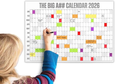 The Big A## Door Calendar for 2026 – Year-at-a-Glance Compact 365-Day Dry Erase Planner – 1 Expo Marker & 100 Color-Coded Labels Included – Easy Hanging, Shaded Weekends – Neutral, 49.875" x 34.375" in Saudi Arabia