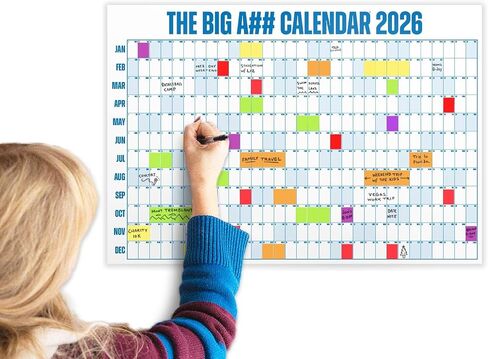 تقويم الباب Big A ## لعام 2026-مخطط محو جاف لمدة 365 يومًا من المدمجة-مكونة من عام واحد-معلقة سهلة ، عطلات نهاية الأسبوع المظللة-محايدة ، 49.875 "× 34.375" in Kuwait
