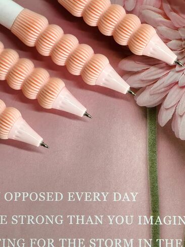 6 PCS Adorable rabbit Pens Novelty strawberry Pens Cartoon Retractable gel Pen Roller ball Black Ink For School Supplies Office Party (food) in Saudi Arabia