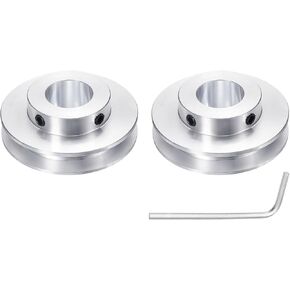 uxcell 2Pcs Single Groove Pulley, 8mm Fixed Bore 60mm Outer Diameter Aluminum Alloy Mechanical Belt Pulley with Hex Wrench for 6mm PU Round Belt in Kuwait
