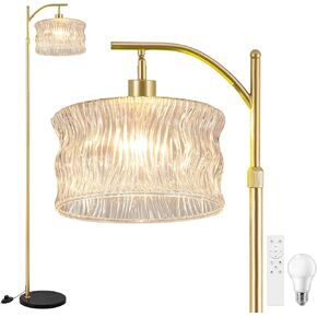 Glass Floor Lamp for Living Room, Modern Gold Standing Lamp with Remote Control & 3 Color Temperature, Green Floor Lamps with Glass Lampshade Dimmable Tall Floor Lamp for Bedroom Corner in Kuwait