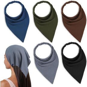 5pcs وشاح شعر القطن رؤساء للنساء ، أغطية رأس القماش مثلث رأس وشاح الرأس بألوان متنوعة ، Boho Bandana عصابات رأس ، loc. in Kuwait