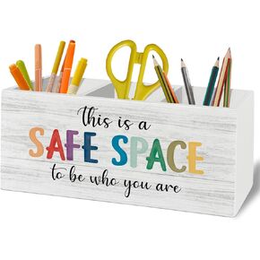 Boho Reading Corner Pen Pencil Holder Organizer for Desk Accessories, Book Lovers Gifts Wooden Box Sign Desk Decor for Reading Room Corner Nook Library Decoration, Book Reader Bookish Gifts in Kuwait