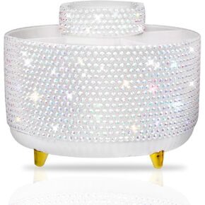 Bling Pink Rhinestone Desk Organizer with 5 Slots 360 Degree Rotating, Bling Pen Holder Makeup Brush Holder for Women, Pink Rhinestone Office Accessories in Saudi Arabia