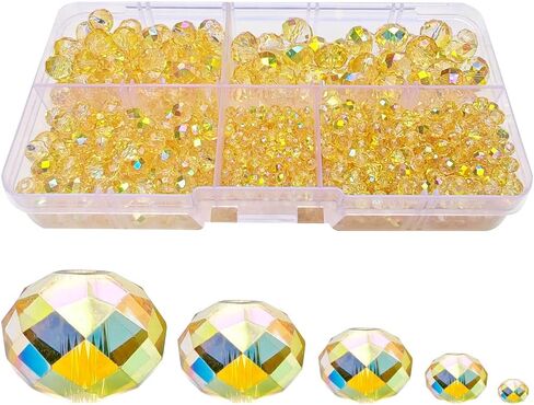 Peacock Green Rondelle Glass Beads for Jewelry Making, Faceted Briolette Crytal Spacer Beads for Bracelet Necklace Earring (2mm 4mm 6mm 8mm 10mm Mixed Sizes, 1000pcs) in Kuwait