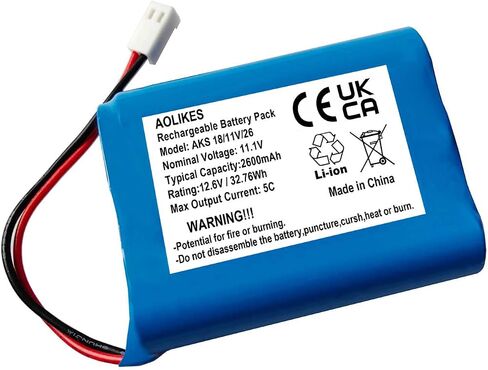 AOLIKES 11.1v 18650 3s1p 2600mAh Rechargeable Li-ion Battery Pack with Connector (1, XH2.54/2Pin) in Saudi Arabia