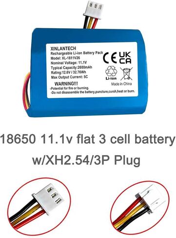 AOLIKES 11.1v 18650 3s1p 2600mAh Rechargeable Li-ion Battery Pack with Connector (1, XH2.54/2Pin) in Kuwait