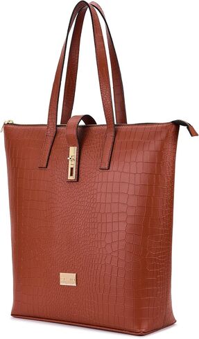 RENN- Laptop & Travel Tote Bag for Women 15.6" Inch Vegan Leather Laptop Bag Work Tote Bag Professional Bag (Without Smart Tracker, Black) in Kuwait