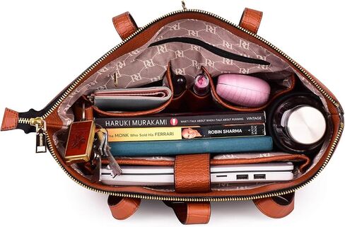 RENN- Laptop & Travel Tote Bag for Women 15.6" Inch Vegan Leather Laptop Bag Work Tote Bag Professional Bag (Without Smart Tracker, Black) in Kuwait