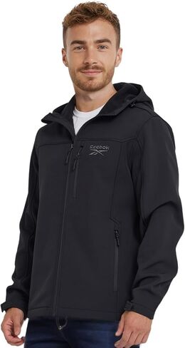 Reebok Waterproof Soft Shell Jacket Mens - Micro Fleece Bonded Softshell Windbreaker with Hood, Lightweight Rain Coat in Saudi Arabia