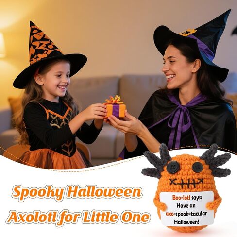 Halloween Treats Non Candy, Crochet Axolotl Décor Gifts for Kids, Trick or Treat Halloween Toy Gifts for Teens, Goodie Bag Stuffers in Treat Bag & Boo Basket in Kuwait