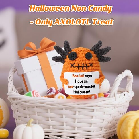 Halloween Treats Non Candy, Crochet Axolotl Décor Gifts for Kids, Trick or Treat Halloween Toy Gifts for Teens, Goodie Bag Stuffers in Treat Bag & Boo Basket in Kuwait