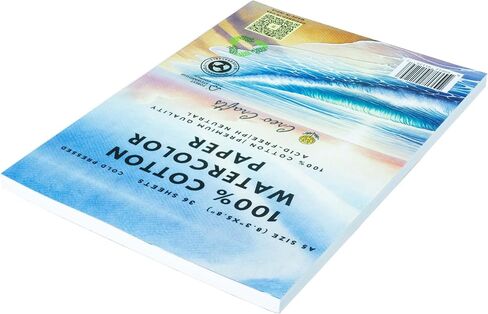 Creo Crafts 100% Cotton Watercolor Paper Pad 9x12" – 36 Sheets, A4, Cold Pressed, Acid-Free, pH Neutral, Premium Artist-Grade Paper for Painting, Drawing & Mixed Media in Kuwait